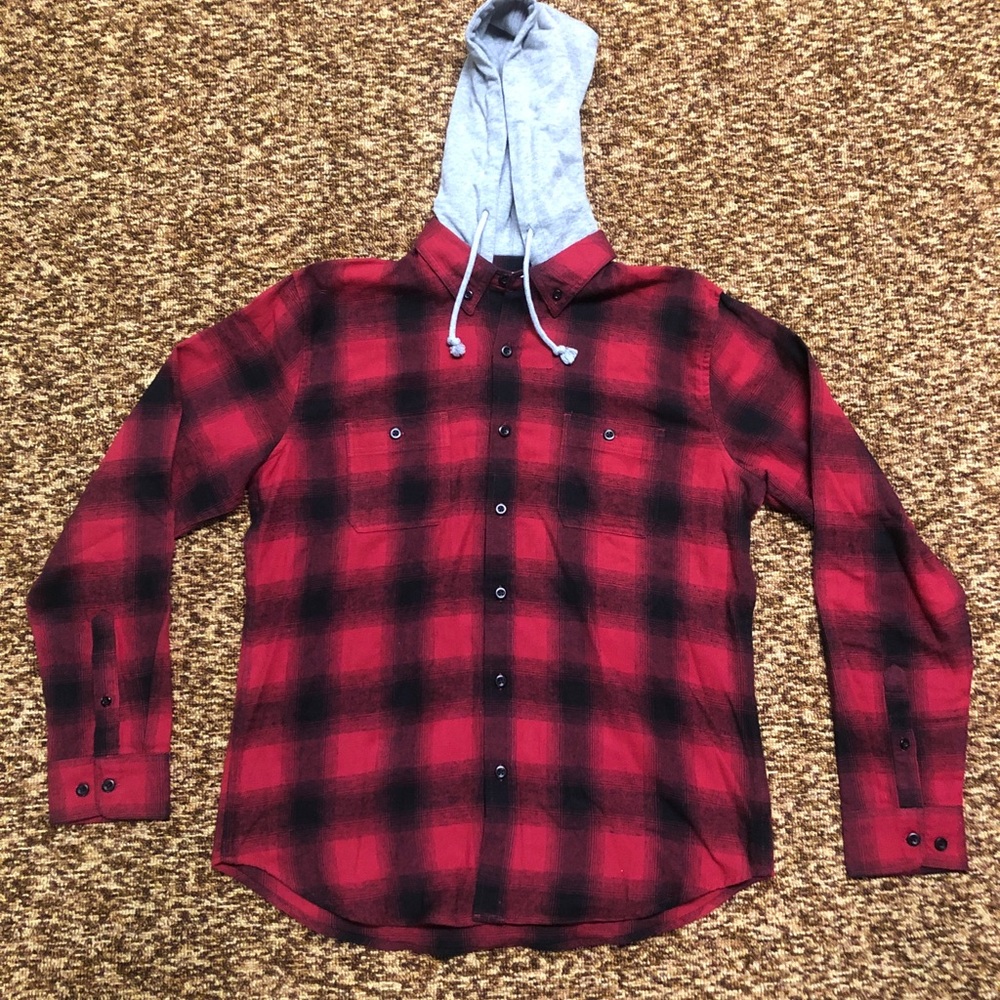 Flannel Shirt Long Sleeve with Hoodie